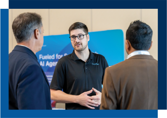Delegates networking at AI in Oil and Gas conference, Panelists discussing machine learning applications during AI in Oil and Gas conference, Professional conversation during energy technology summit